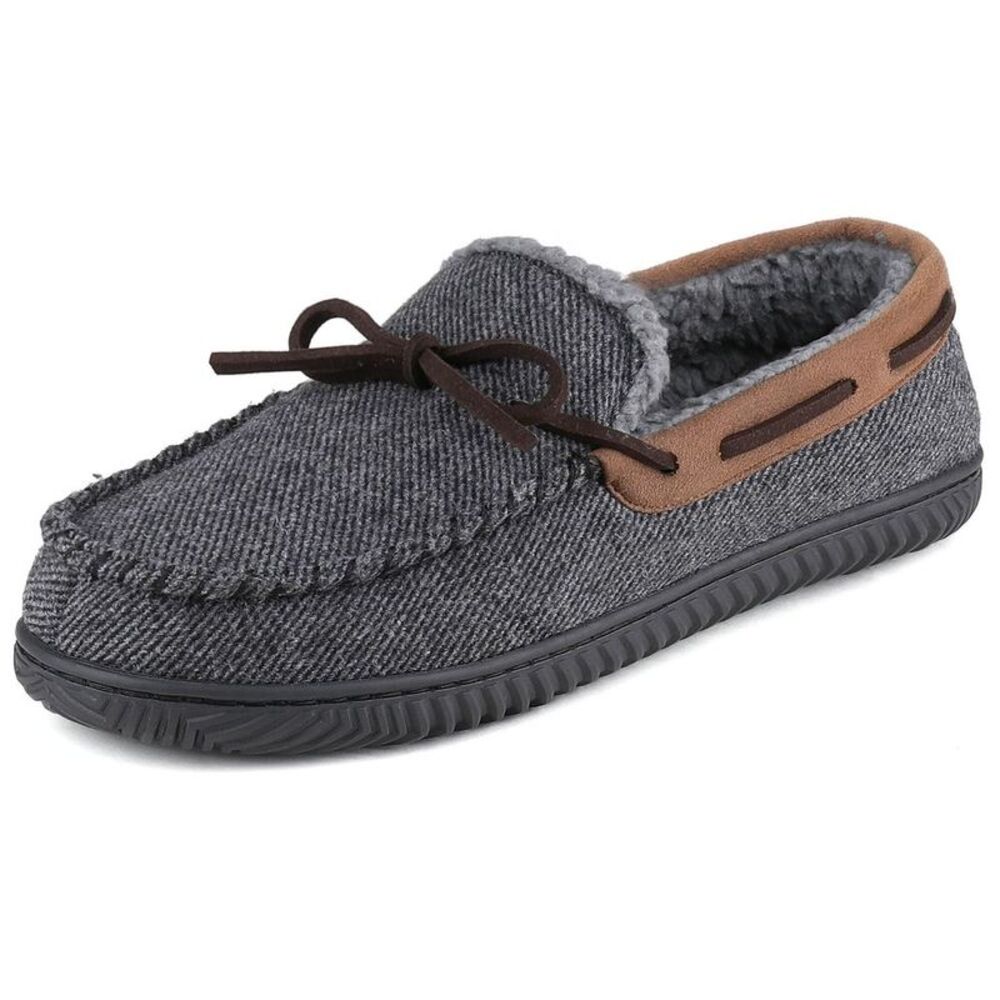 Men's Samuel Faux Shearling Lined Moccasin Slipper Size 11 US Men Dark Gray